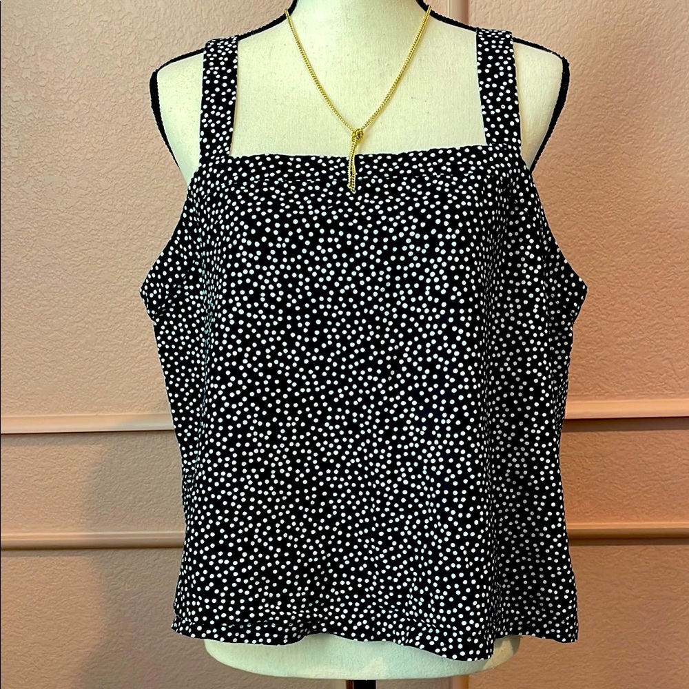 LOFT Polka Dot Tank Navy and White XL